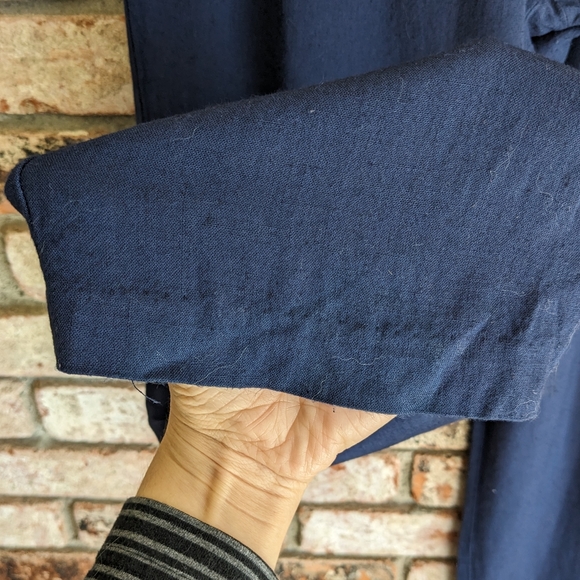 🧞 Willow Ridge Navy Blue Flowy Wide Leg Linen Blend Pants Size L - Picture 3 of 6